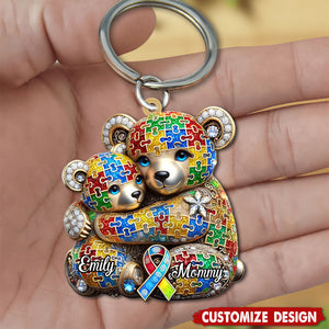 Mama Bear - Personalized Autism Awareness Keychain