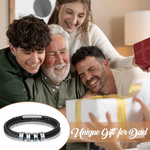 Personalized Mens Braid Bracelet with 1-8 Engraved Beads Family Names-Gifts for Men Father's day