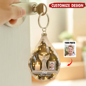 Personalized Angel&Candle Memorial Keychain – Memorial Gift