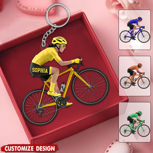 Personalized Road Bike Cyclist Keychain - Gift for Cycling Enthusiast And Cyclist