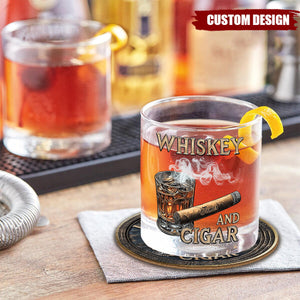 Whiskey And Cigar - Personalized Whisky Glass