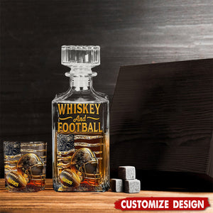 Whiskey And Football - Personalized Football Whiskey Decanter Set