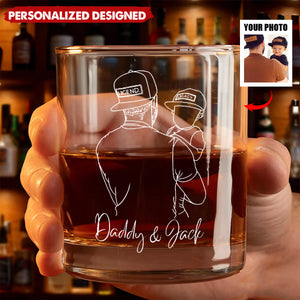 Personalized Dad Portrait from Photo Beer Glass/Whiskey Glass-Fathers Day Gift