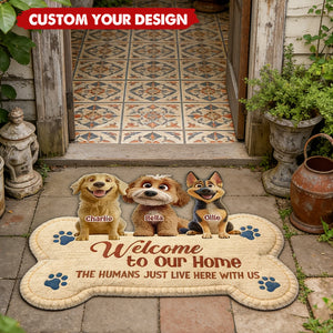 The Humans Live With Lovely Dogs - Personalized Custom Doormat