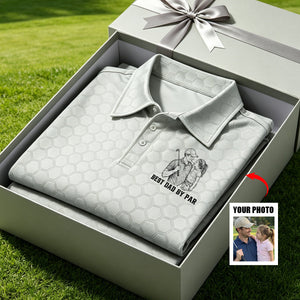 Best Dad By Par Sketch Line Art Father's Day Gift For Husband, Dad - Personalized Polo Shirt