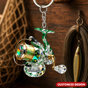 Personalized Stained Glass Fishing Gear Keychain Gift For Fishing Lover