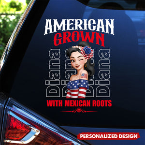 American Grown With Mexican Puerto Rican Cuban Hispanic Roots-Personalized Car Decal