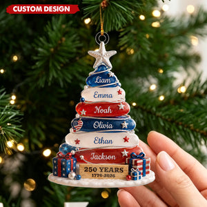 Patriotic Personalized Family Ornament 2026 - USA 250th Anniversary Gift For Family