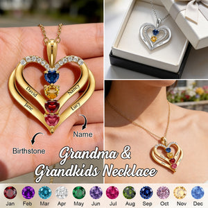 Personalized Kids Birthstone Name Necklace - Gift For Mom Grandma