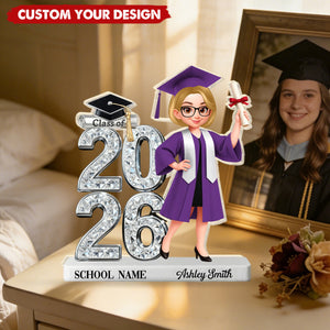 Class Of 2026 2027 Senior - Personalized Acrylic Block Plaque - Graduation Gift For Graduates, Daughter, Son