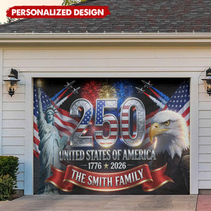 Outdoor Decor America 250th Anniversary-Personalized Independence Day/ 4th of July Garage Door Banner