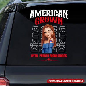 American Grown With Mexican Puerto Rican Cuban Hispanic Roots-Personalized Car Decal