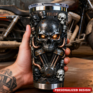 Personalized Fierce Skull Motorcycle Tumbler Gifts For Bikers