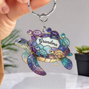 Personalized Sea Turtle Family Keychain-Gift For Mom Grandma