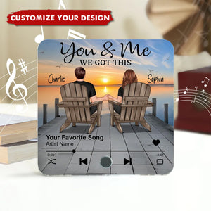 Romantic Couple Hand-in-Hand Personalized Music Fridge Magnet - Personalized Anniversary & Valentine's Gift for Couples