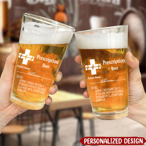 Personalized Funny Prescription Beer Glass with Laser Engraved Name Gift for Grandpa Dad
