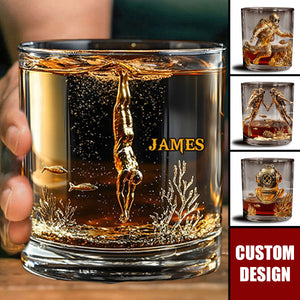 Scuba Diving Lovers Gift - Personalized Scuba Diving Whiskey Glass