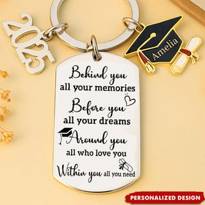 Personalized Engraved Graduation Keychain-Graduation Gift For Family Members