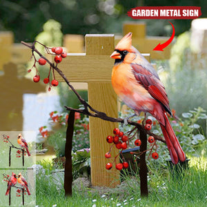 Cardinals Garden Metal Sign with Stake - Memorial Gift