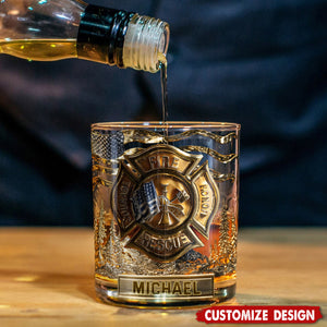 Awsome Fighter - Personalized Firefighter Whiskey Glass