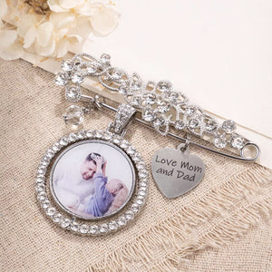 Today a Beautiful Bride Tomorrow a Loving Wife Always My Wonderful Daughter - Personalized Engraved Bouquet Charm Pin Brooch