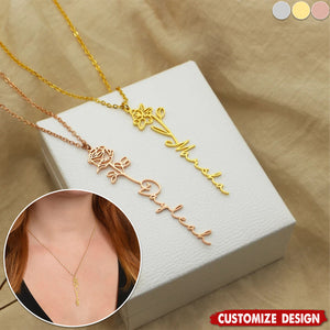 Graduation Gift - Personalized Flower Name Necklace