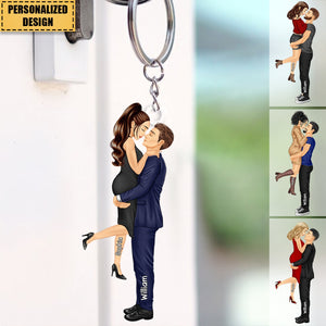 New Release - Couple Kiss Personalized Keychain, Anniversary Gift For Wife,Husband