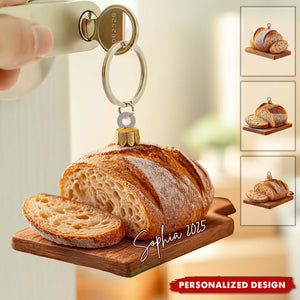 Personalized Sourdough Bread Christmas Keychain