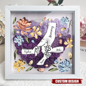 Holding Mom's Hands - Personalized Flower Shadow Box With Name