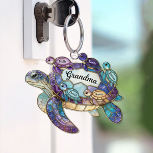Personalized Sea Turtle Family Keychain-Gift For Mom Grandma