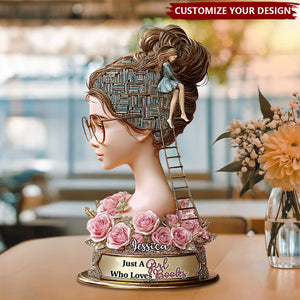 Just A Girl Who Loves Book - Personalized Book Custom Shaped Acrylic Plaque