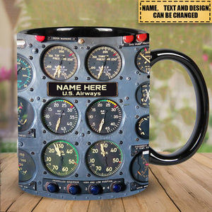 2024 New Release - Flight Instruments Panel Mug, Custom Name Pilot Mug, Personalized Gift For Pilot