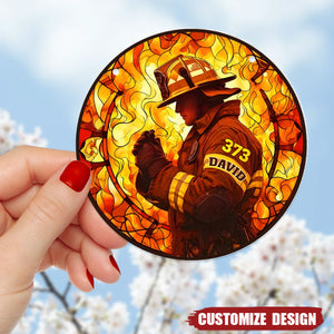 Gifts For Firefighter - Personalized Firefighter Suncatcher Ornament