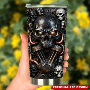 Personalized Fierce Skull Motorcycle Tumbler Gifts For Bikers