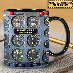 2024 New Release - Flight Instruments Panel Mug, Custom Name Pilot Mug, Personalized Gift For Pilot