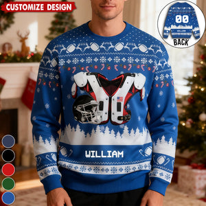 Personalized American Football Ugly Sweatshirt - Gift For American Lovers