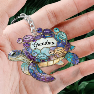 Personalized Sea Turtle Family Keychain-Gift For Mom Grandma