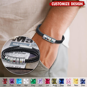 Personalized Mens Braid Bracelet with 1-8 Engraved Beads Family Names-Gifts for Men Father's day