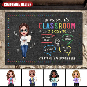 New Release-In Teacher Classroom It‘s Okay Everyone Is Welcome Here Personalized Classroom Doormat