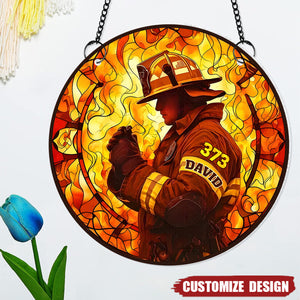 Gifts For Firefighter - Personalized Firefighter Suncatcher Ornament