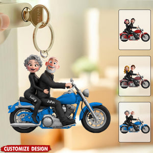 Biker Couple Acrylic Keychain - Personalized Gifts For Couples