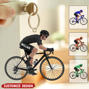 Personalized Road Bike Cyclist Keychain - Gift for Cycling Enthusiast And Cyclist