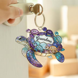 Personalized Sea Turtle Family Keychain-Gift For Mom Grandma