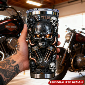 Personalized Fierce Skull Motorcycle Tumbler Gifts For Bikers