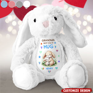 Grandma Sending You A Hug - Personalized Stuffed Bunny