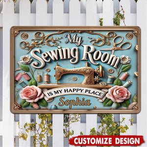 My Sewing Room - Personalized Sewing Rectangle Metal Sign