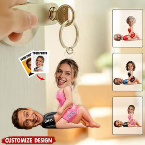 Personalized Naughty Photo AcrylicKeychain - Gifts For Couple