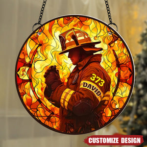 Gifts For Firefighter - Personalized Firefighter Suncatcher Ornament