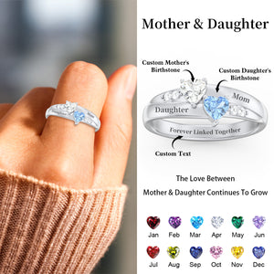 For My Family-Double Heart Gemstone Ring