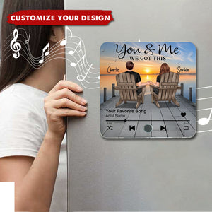 Romantic Couple Hand-in-Hand Personalized Music Fridge Magnet - Personalized Anniversary & Valentine's Gift for Couples